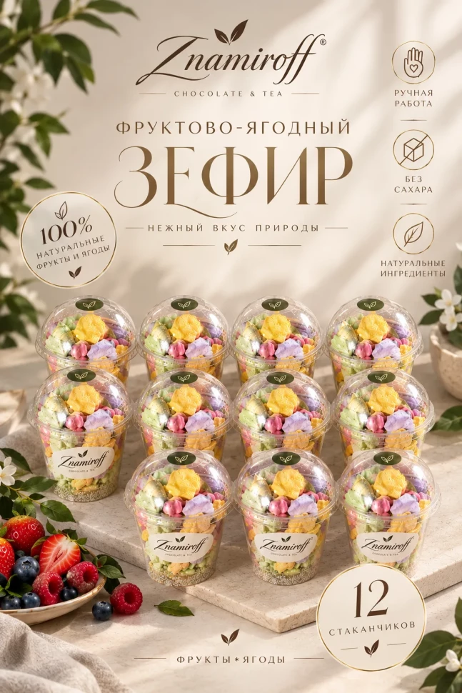  Зефир в стаканчиках без сахара(коробка 12шт по 100гр) в Красноуфимске