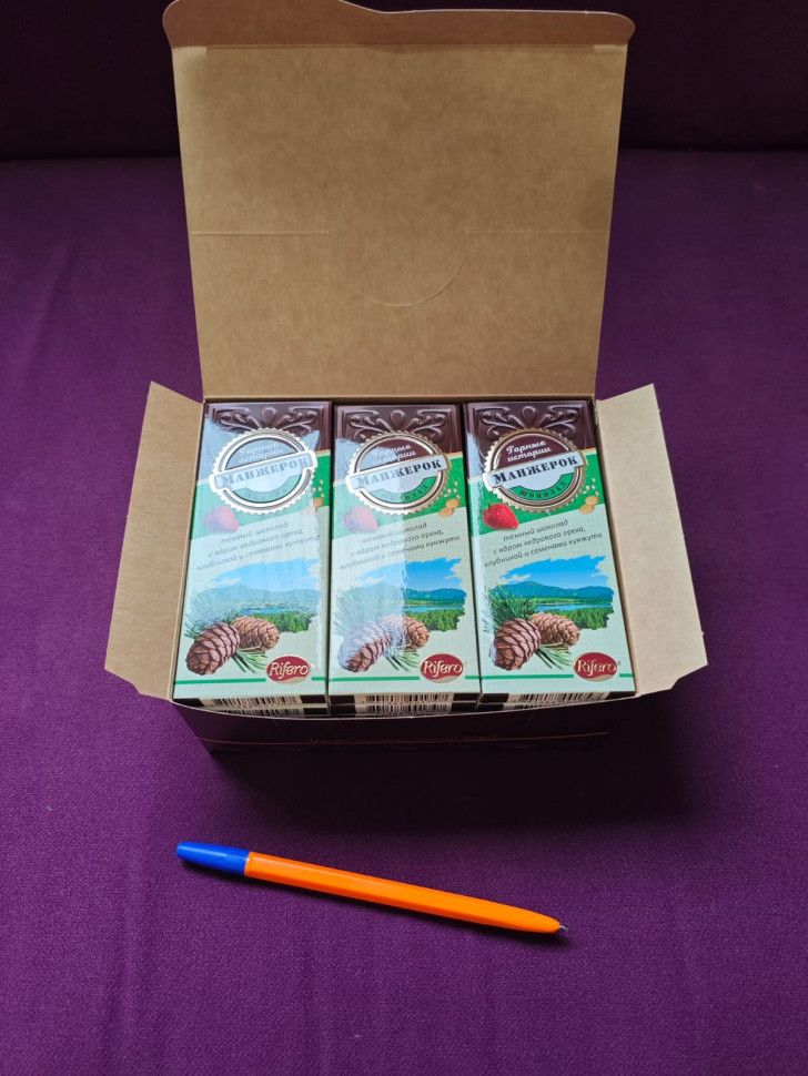   Риф и Ко Шоколадная плитка «Манжерок»(кедровые орехи, клубника, кунжут)  (блок 18шт по 55г)    в Красноуфимске