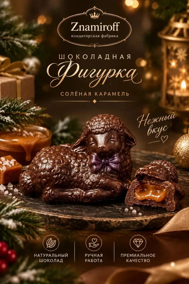  Шоколад фигурный "Овечка спящая" молочный шоколад с начинкой солёная карамель(блок 5шт по 70г) в Красноуфимске