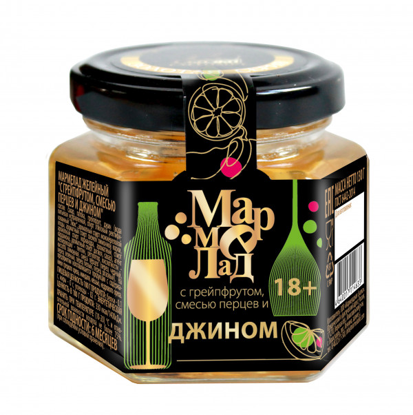 №2 Мармелад в банке "С грейпфрутом, смесью перцев и джином" 130г (18+)  в Красноуфимске